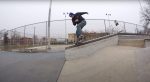 John Slaby doing a noseslide on a skateboard