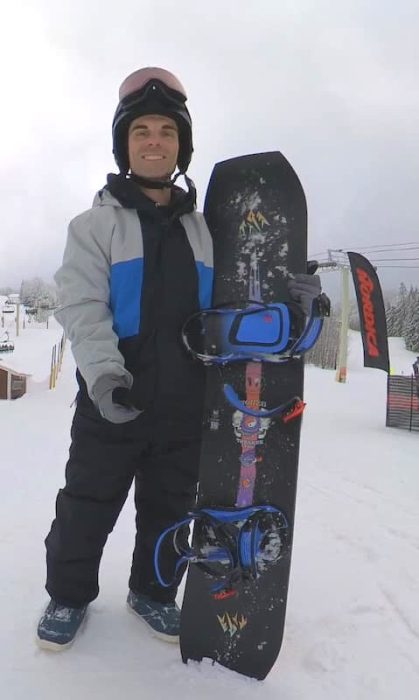Steve Weber Holding the Jones Tweaker Pro Snowboard