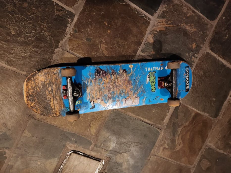 an enjoi impact light deck that was skated for 30 days