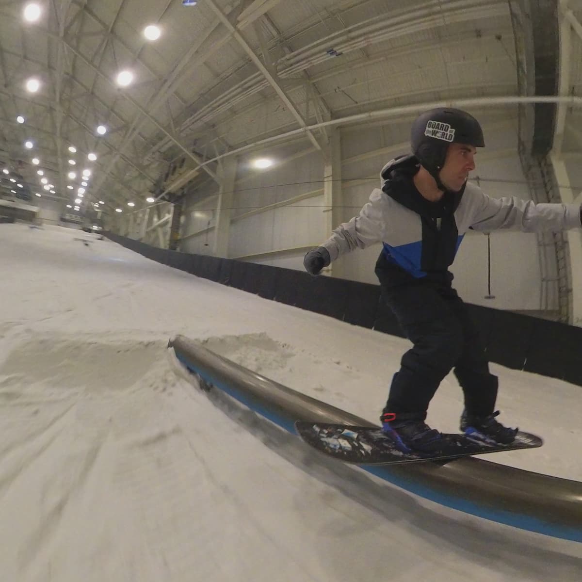 bs boardslide on a proteus snowboard