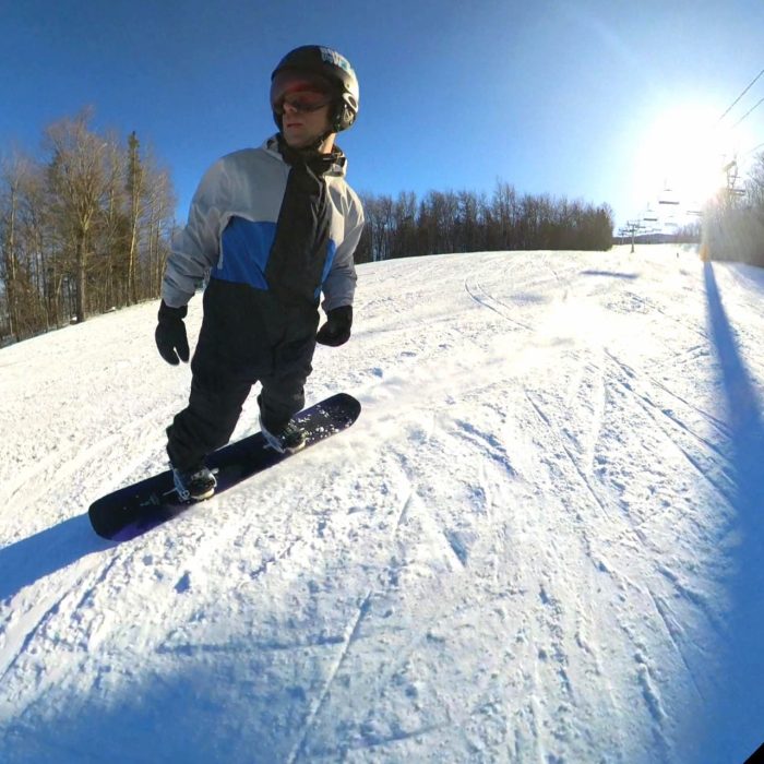 Showing Stability of Burton Custom Camber with Toeside Carve