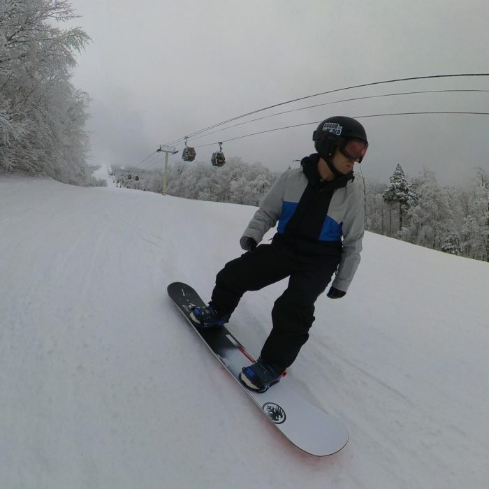 steve doing a heelside care with the prop synthesis