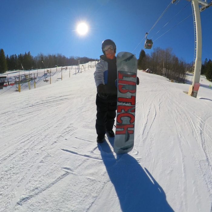 Steve from Board of the World holding the Lib Tech Legitimizer