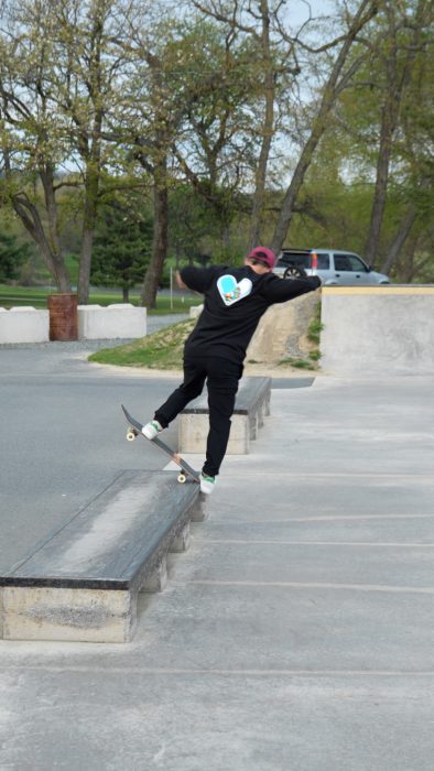 Steve Weber Bluntsliding a ledge with the OJ Hardline Elite Wheels