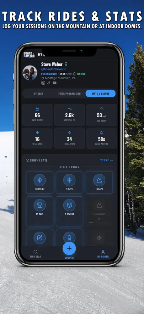 Snowboard Ride Tracker App With Tricks