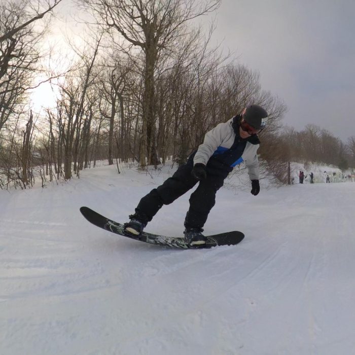 Nose flex test on the Rome Boneless 153, which read a soft 3.5 out of 10